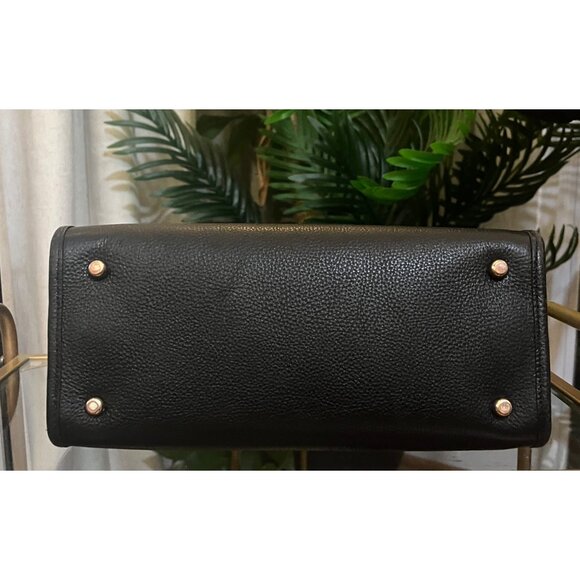 Coach Black Leather Tote Bag With Gold Hardware & Embossed Logo - Picture 6 of 10